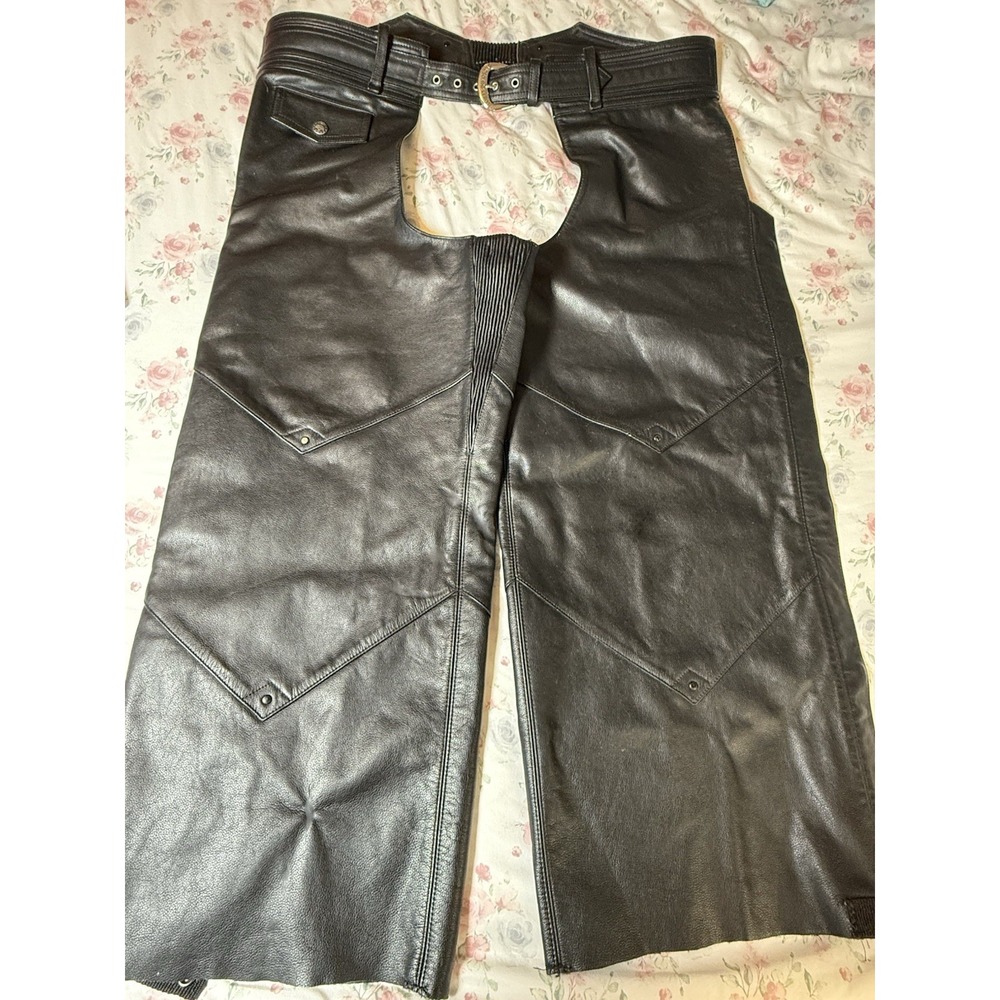 Harley-Davidson Men's Leather‎ Motorcycle Chaps Black Genuine Leather